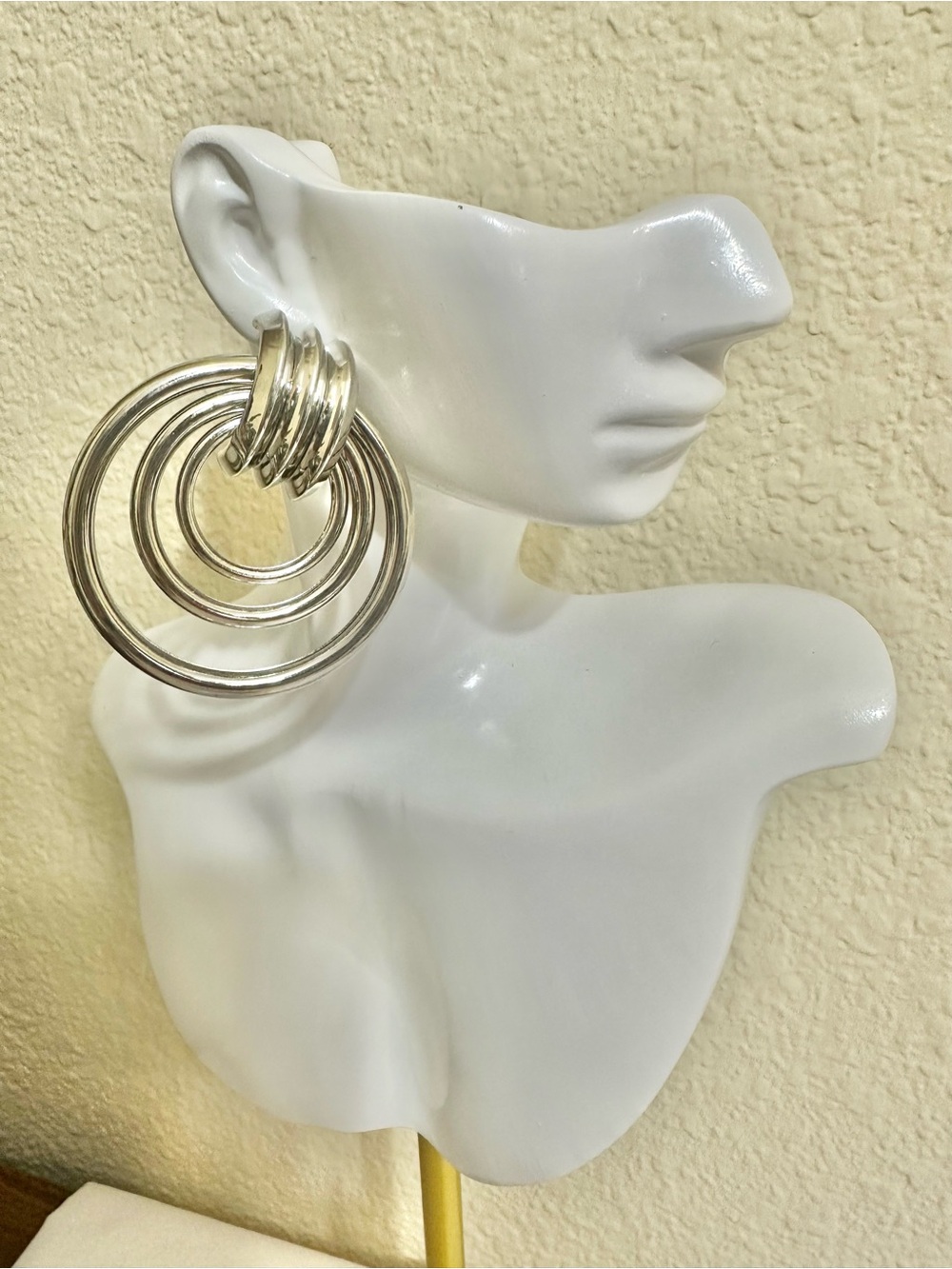 Silver Multi-Hoop Statement Earrings - Lightweight